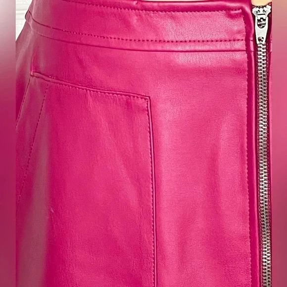 Free People Maya Mod Vegan Leather Full Front Zip Mini Skirt New size 12 - Picture 4 of 8